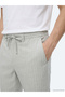 Gray Striped Woven Jogging Fit Casual Linen Blend Trousers - 5