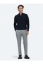 Navy Blue Bato Collar Jacquard Wool Blend Knit Sweater - 2