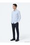 Light Blue Striped Regular Fit Long Woven Casual Cotton Blend Shirt - 2