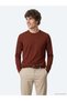 Tile Crew Neck Plain Knit Wool Blend Sweater