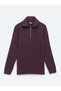 Plum Polo Neck Jacquard Knit Sweater - 7