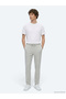 Gray Striped Woven Jogging Fit Casual Linen Blend Trousers