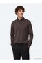 Brown High-Neck Plain Sweatshirt - 4