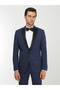 Cobalt blue Straight Slim Fit Detachable Collar Woven Vest Tuxedo Suit