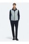 Navy Blue Regular Fit High Collar Woven Sports Vest - 4