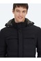 Black Regular Fit Hooded Woven Coat - 5