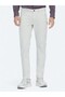 Ecru Plain Woven Slim Fit Casual Cotton Blended Trousers - 2