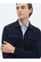 Navy Blue Plain Regular Fit Overshirt - 5