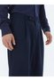 Navy Blue Woven Loose Fit Casual Trousers - 4