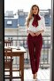Burgundy White Polka Dot Patterned Viscose Long Scarf - 150X6 cm - 2