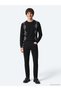 Black Straight Slim Fit Denim Cotton Blend Trousers - 3