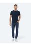 Navy Blue Jacquard Crew Neck Cotton Blended T-Shirt - 2