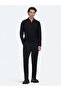 Black Polo Neck Jacquard Wool Blend Knit Sweater - 2