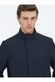 Navy Blue Oversize Fit Double-Breasted Collar Woven Top Coat - 7