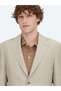 Light Beige Plain Modern Fit Wool Blend Jacket - 4