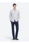 Light Navy Blue Plain Regular Fit Long Woven Casual Cotton Blend Shirt - 2