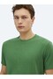 Pistachio Green Plain Crew Neck Cotton Blend T-Shirt - 3