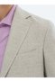 Light Khaki Patterned Modern Fit Linen Blend Jacket - 5