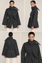 Women's Gray Cashmere Scarf Collar Detailed Design Belted Jacket