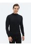 Black Half Turtleneck Plain Knit Wool Blended Sweater Sweater