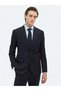 Navy Blue Striped Modern Fit Wool Blend Suit - 3