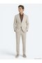 Beige Patterned Modern Fit Wool Blend Suit