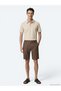 Beige Plain Cotton Blend T-Shirt - 3