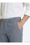 Blue Fabric Relaxed Fit Casual Linen Blend Trousers - 3