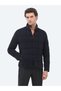 Navy Blue Regular Fit High Collar Woven Coat