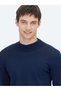 Light Navy Half Turtleneck Jacquard Wool Blend Knitwear Sweater - 4