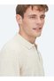 Beige Polo Neck Jacquard Wool Blend Knit Sweater - 4