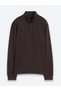 Brown High-Neck Plain Sweatshirt - 7
