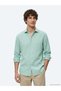 Light Green Regular Fit Long Woven Casual Cotton Blend Shirt - 4