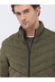 Light Khaki Regular Fit High Collar Woven Coat - 3
