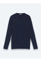 Navy Blue Crew Neck Jacquard Knitwear Sweater - 5