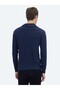 Navy Blue Polo Neck Jacquard Knit Sweater - 6