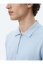 Light Blue Polo Collar Plain Knitted Knitwear - 3