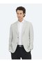 Gray Patterned Modern Fit Linen Blended Jacket