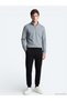 Gray Stand Collar Plain Sweatshirt - 3