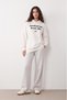 Women's Hooded Letter Printed Ecru Tunic Sweatshirt