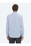 Light Navy Blue Regular Fit Long Woven Classic Cotton Blend Shirt - 5