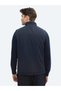 Navy Blue Regular Fit High Collar Woven Sports Vest - 7