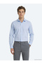 Light Blue Plain Regular Fit Long Woven Classic Cotton Blend Shirt - 2