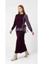 Crew Neck Silk Tunic with Kupra Garnish and Tie Detail and Pencil Skirt Mercerized Fabric Two-Piece Set - 2