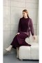 Crew Neck Silk Tunic with Kupra Garnish and Tie Detail and Pencil Skirt Mercerized Fabric Two-Piece Set