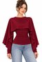 White Women's Blouse with an Elegant Cape Detail, Drawstring Waist Design, and Stylish Silhouette; an Ideal Choice for Everyday Outfits and Special Events. - 2