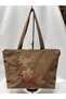 Alya Women's Suede Embroidered Tote Bag Large Size Zippered Shoulder Bag 43X30 cm - 2