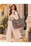 Alya Women's Suede Embroidered Tote Bag Large Size Zippered Shoulder Bag 43X30 cm