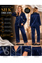 Silky Satin Long-Sleeved Women's Pajama Set with Piping - 2