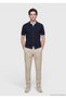 Navy Blue Brass Knit Silk Blend Cardigan